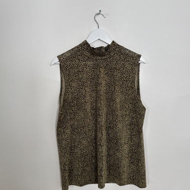 Top senza maniche con stampa leopardata