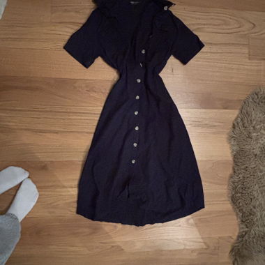 Dark blue shirt dress with buttons