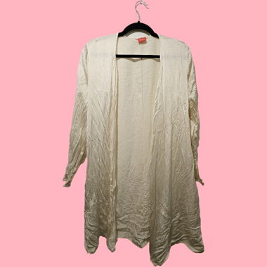 Leichter cremefarbener Longline-Cardigan Kimono