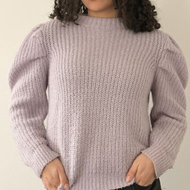 ZARA lilac knit sweater with puff sleeves