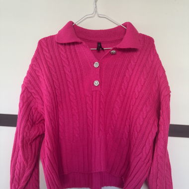 Hot Pink Pulli mit Strass