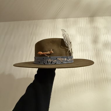 Nick Fouquet Handmade Fedora Olive Green, Size 59