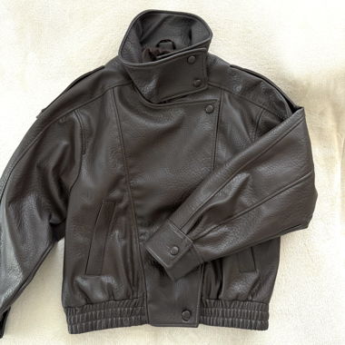 Giacca Zara in finta pelle marrone