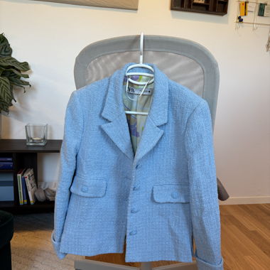 Blazer preppy en tweed bleu layette