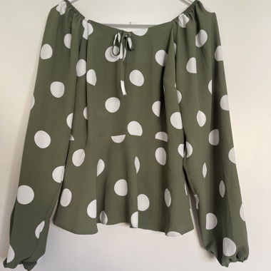 Chemisier vert olive à pois