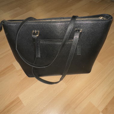 Black tote handbag