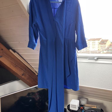 Blue mid-length shirt dress