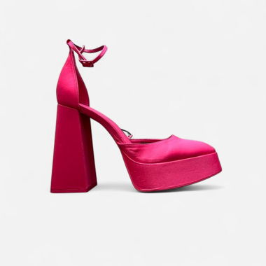 Scarpe con plateau in raso rosa ZARA, taglia 41 NUOVE