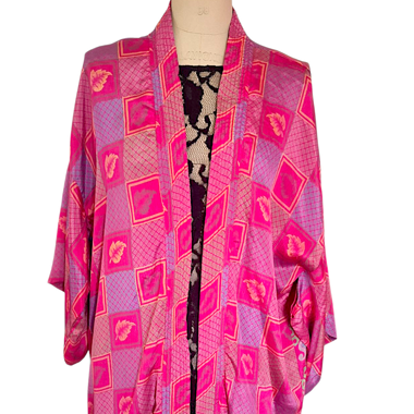 Boho Kimono Robe Pink with Paisley 