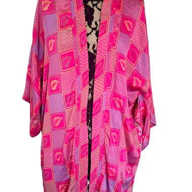Boho Kimono Robe Pink with Paisley 