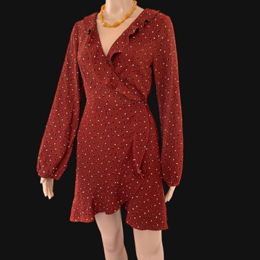 Robe portefeuille à pois rouges