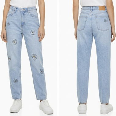 Bershka Jeans with Flowers (handmade)