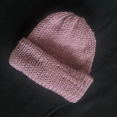 Handmade light pink beanie, double sided 