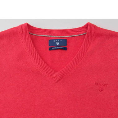 GANT Red Light Weight Cotton V-Neck Jumper 3XL