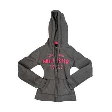XS Hollister Vintage-Grau-Zip-Hoodie-Jacke y2k