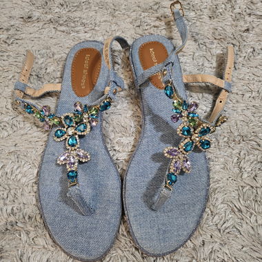 Sandali piani in denim 38