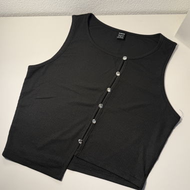 Crop Top nero SHEIN con bottoni glitterati
