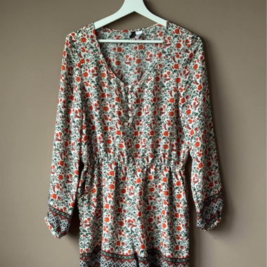 long-sleeve floral romper