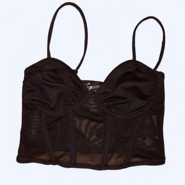 Top in mesh nero