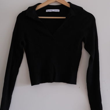 Langarm, v-Neck croptop