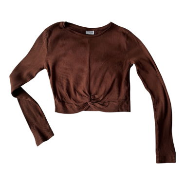 Brown crop top with long sleeves 
