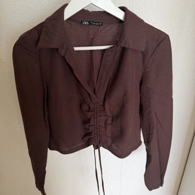 Zara Brown Cropped Shirt