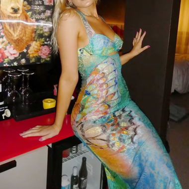 Abito Maxi in Mesh Stampato