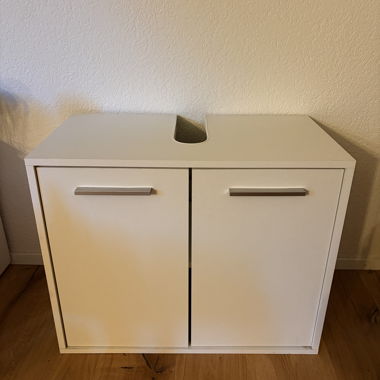 White washbasin vanity cabinet