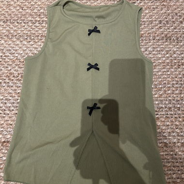 Olive green tank top with bows