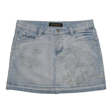 S'EBO Paris Floral Embroidered Denim Mini Skirt