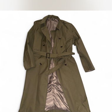 Trench coat kaki con cintura in vita regolabile