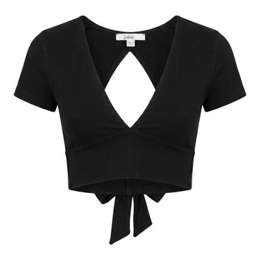 Black cropped top, subdued look, size M