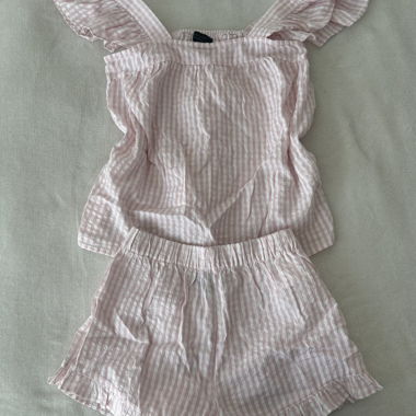 Gestreiftes Babydoll-Set aus Baumwolle XS rosa