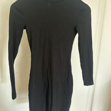 Black Ribbed Knit Dress