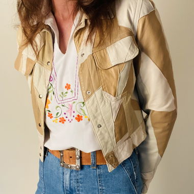 Vintage Patchwork Leather Jacket Size S