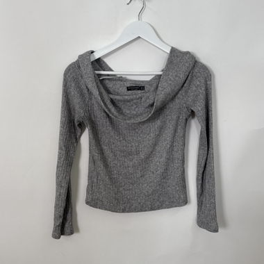 Stradivarius Grau-Ripp Hoodie-Oberteil