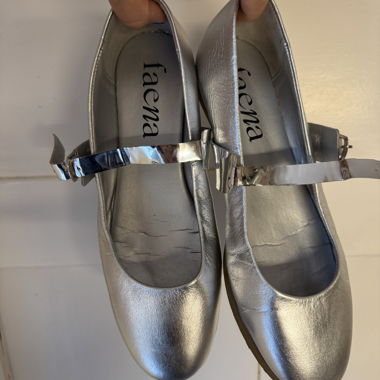 Silver Ballet Flats