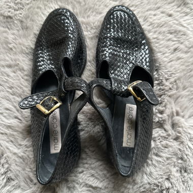 Marie Claire Black Woven Mary Jane Shoes