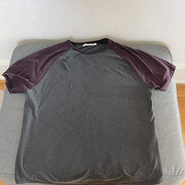 T‑shirt Topman bicolore grigio / bordeaux – L