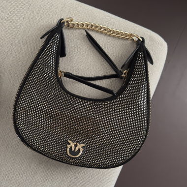 Baguette Bag, Schwarz/Gold, neu!