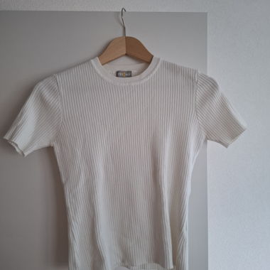 T-shirt blanc côtelé