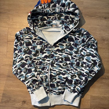 blue bape zipper