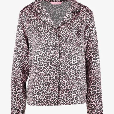 Top in raso Camicia da pigiama con motivo leopardato