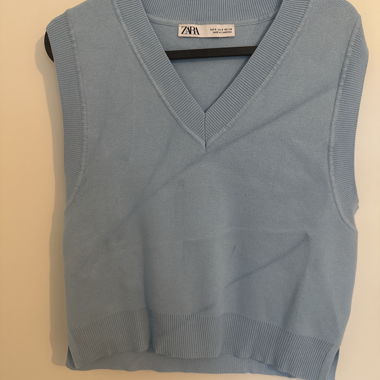 Pull sans manches Zara bleu