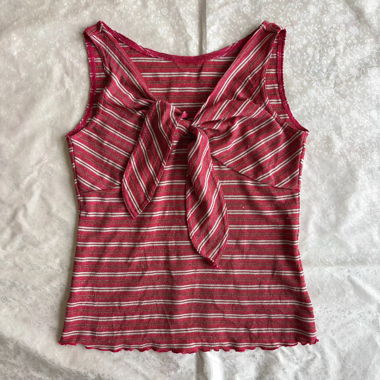 “Cappy” bow tie striped top