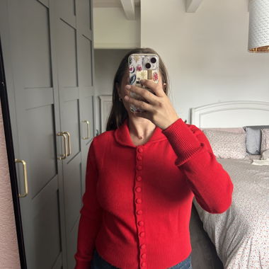 Zara roter Strick-Cardigan mit Knöpfen