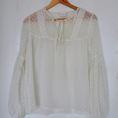 Durchscheinende Bluse - Weiss, Polka Dot, Gröss S