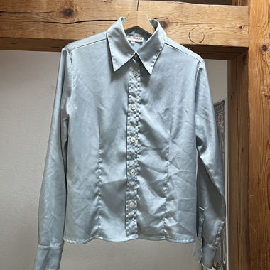 Camicia blu in raso