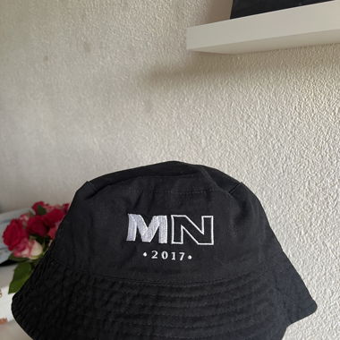 black bucket hat