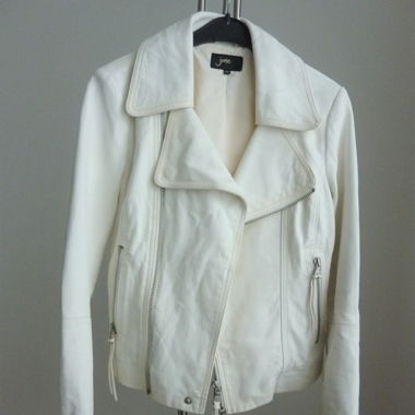 Damen Bikerjacke - Leder Gr. XS Farbe weiß-creme.